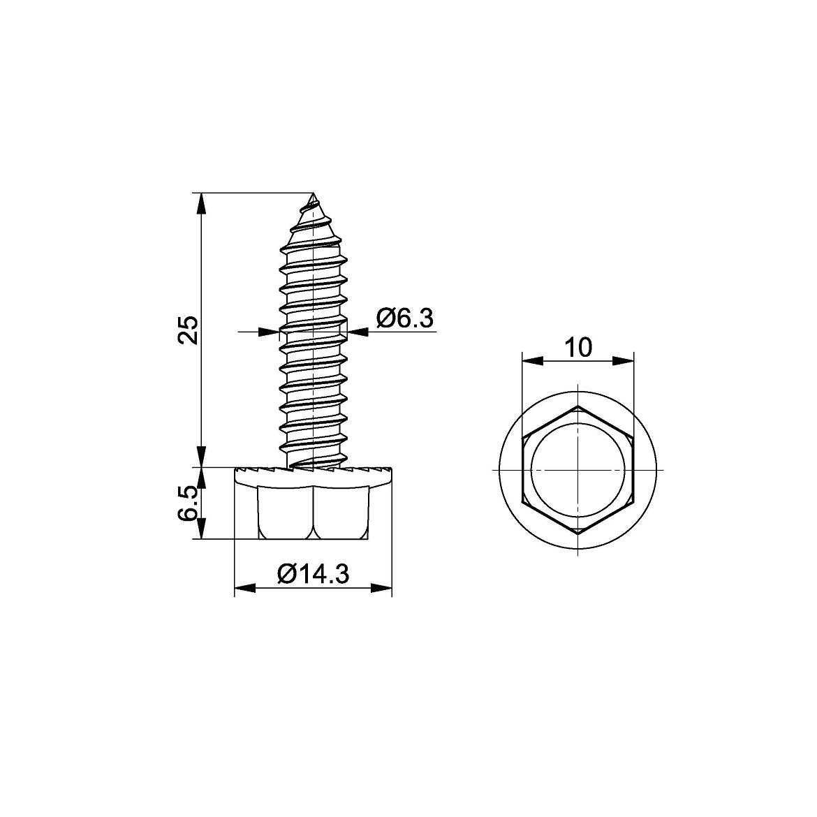 Door screw 6,3x25mm